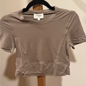 UMGEE #48 - NWT Latte Crop Short Sleeve Top - stock photo for style (bin S3)